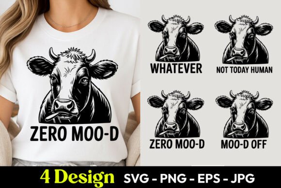 Cow Zero Mood Quote Graphics for Freebies