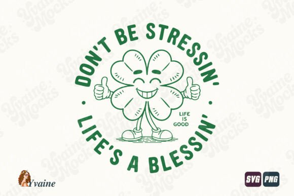 Cute Shamrock Mascot Positive Quote SVG Graphics