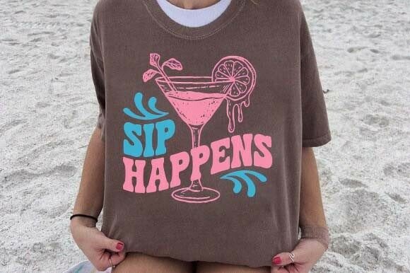 Funny Sip Happens Drink Quote SVG PNG