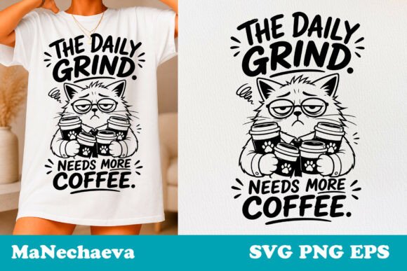 Sarcastic Cat Quote SVG Daily Grind Coffee Graphics T-Shirt Designs